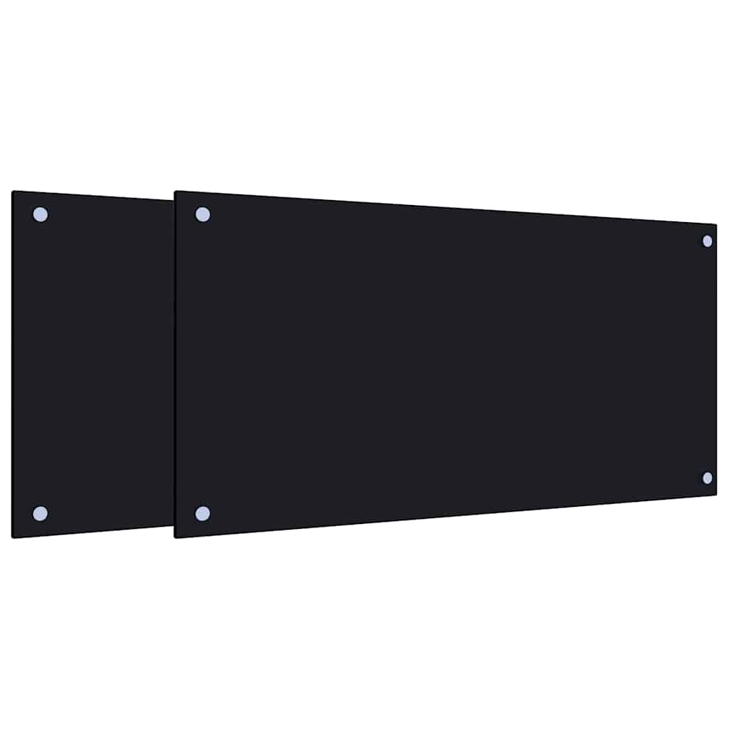 Paraschizzi per Cucina 2 pz Neri 80x40 cm in Vetro Temperato - homemem39