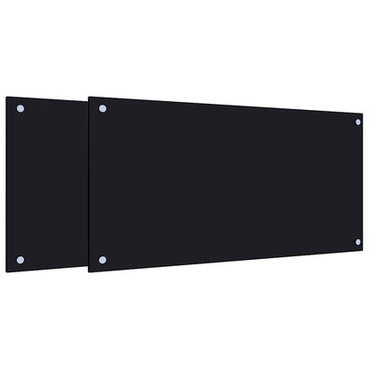 Paraschizzi per Cucina 2 pz Neri 80x40 cm in Vetro Temperato - homemem39
