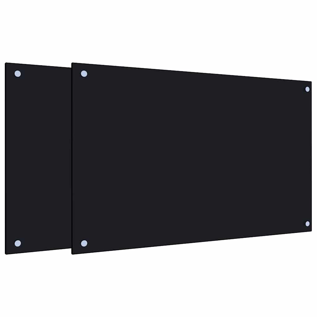 Paraschizzi per Cucina 2 pz Neri 80x50 cm in Vetro Temperato