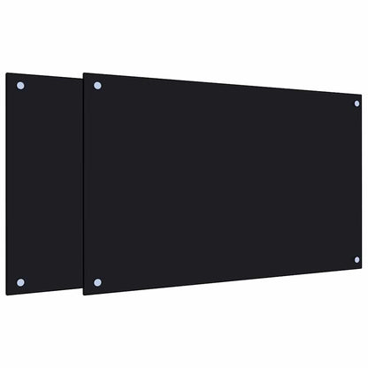 Paraschizzi per Cucina 2 pz Neri 80x50 cm in Vetro Temperato