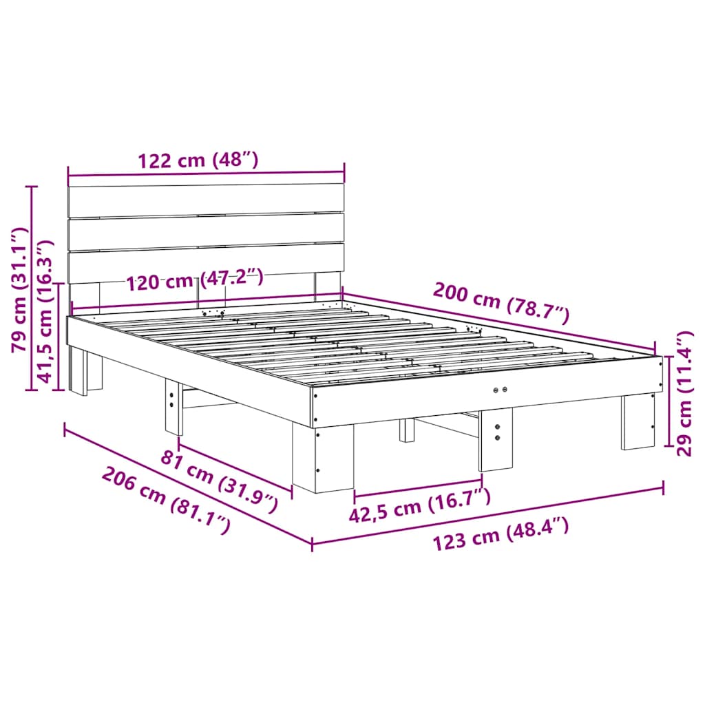 Struttura Letto con Testiera senza Materasso 120x200 cm