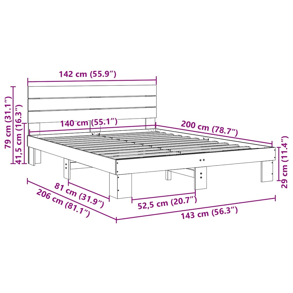 Struttura Letto con Testiera senza Materasso 140x200 cm