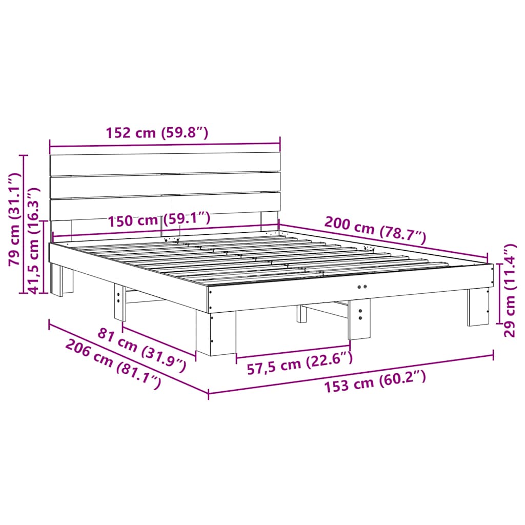 Struttura Letto con Testiera Senza Materasso 150x200 cm