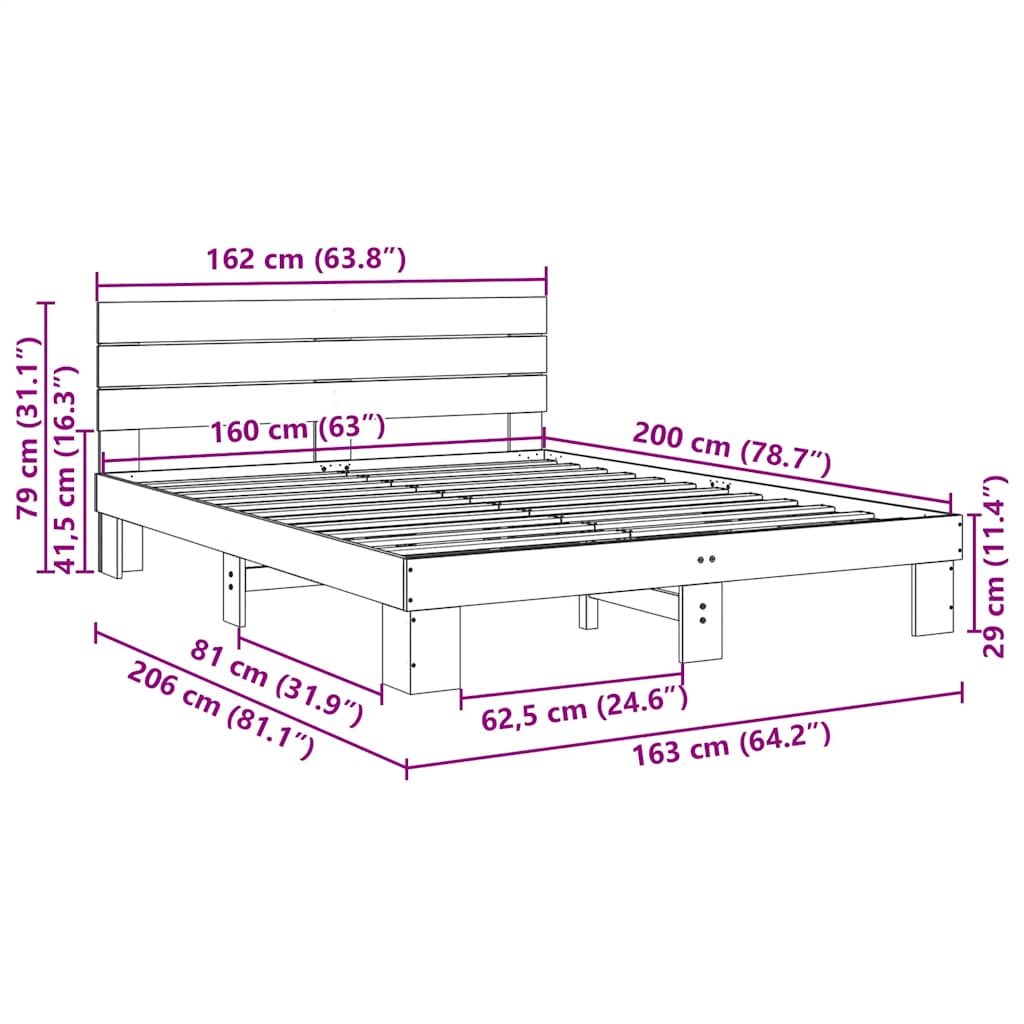 Struttura Letto con Testiera Senza Materasso 160x200 cm