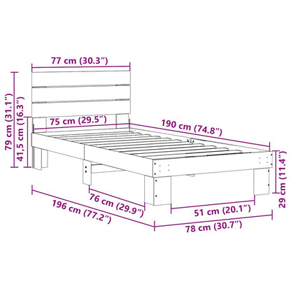 Struttura Letto con Testiera senza Materasso 75x190 cm