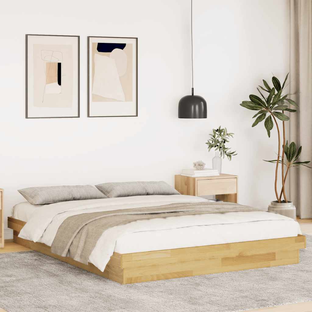 Struttura Letto Senza Materasso 140x200 cm in Legno di Rovere