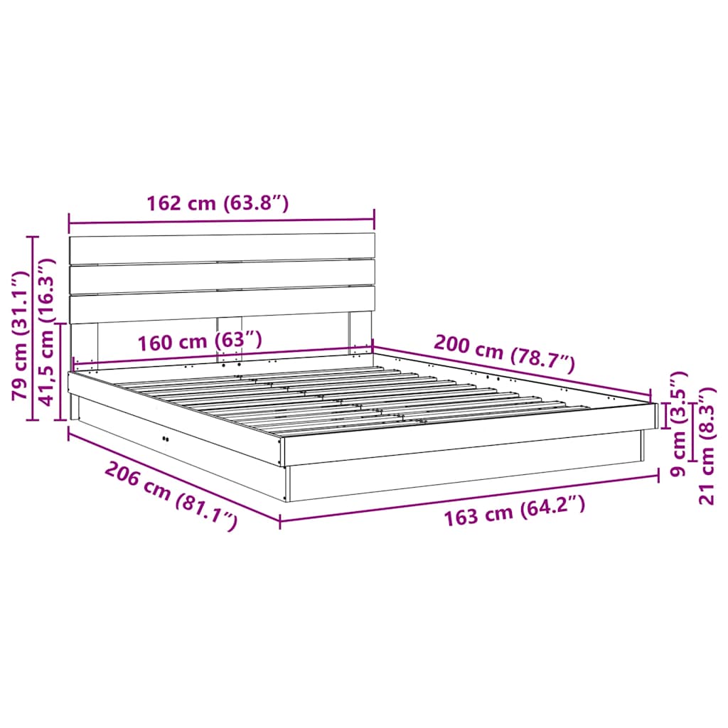 Struttura Letto con Testiera Senza Materasso 160x200 cm