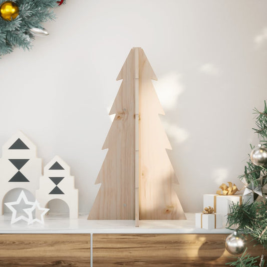 Albero di Natale Decorativo in Legno 69,5cm Legno Massello Pino - homemem39