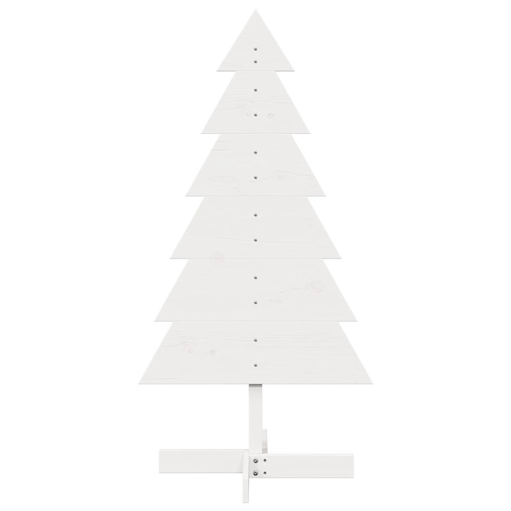 Albero di Natale Decorativo Bianco 120cm Legno Massello di Pino