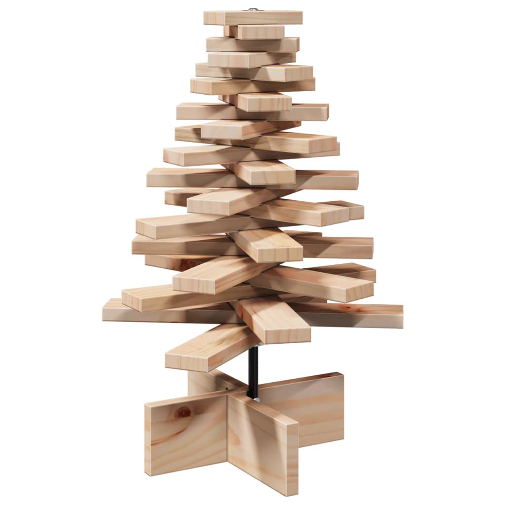 Albero di Natale Decorativo in Legno 60 cm Legno Massello Pino