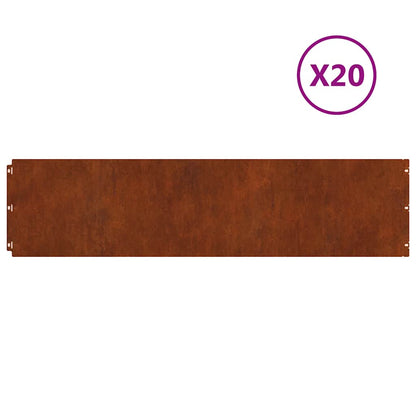 Bordure per Prato 20 pz 25x103 cm Flessibile Acciaio Corten | homemem39