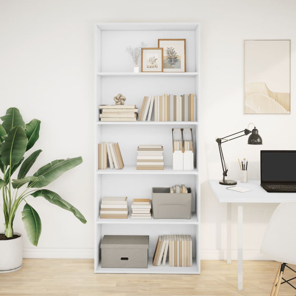 Libreria Bianca 80x30x189 cm in Legno Multistrato | homemem39