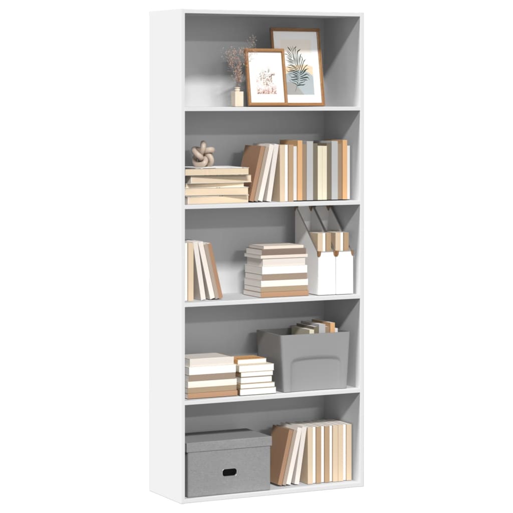 Libreria Bianca 80x30x189 cm in Legno Multistrato