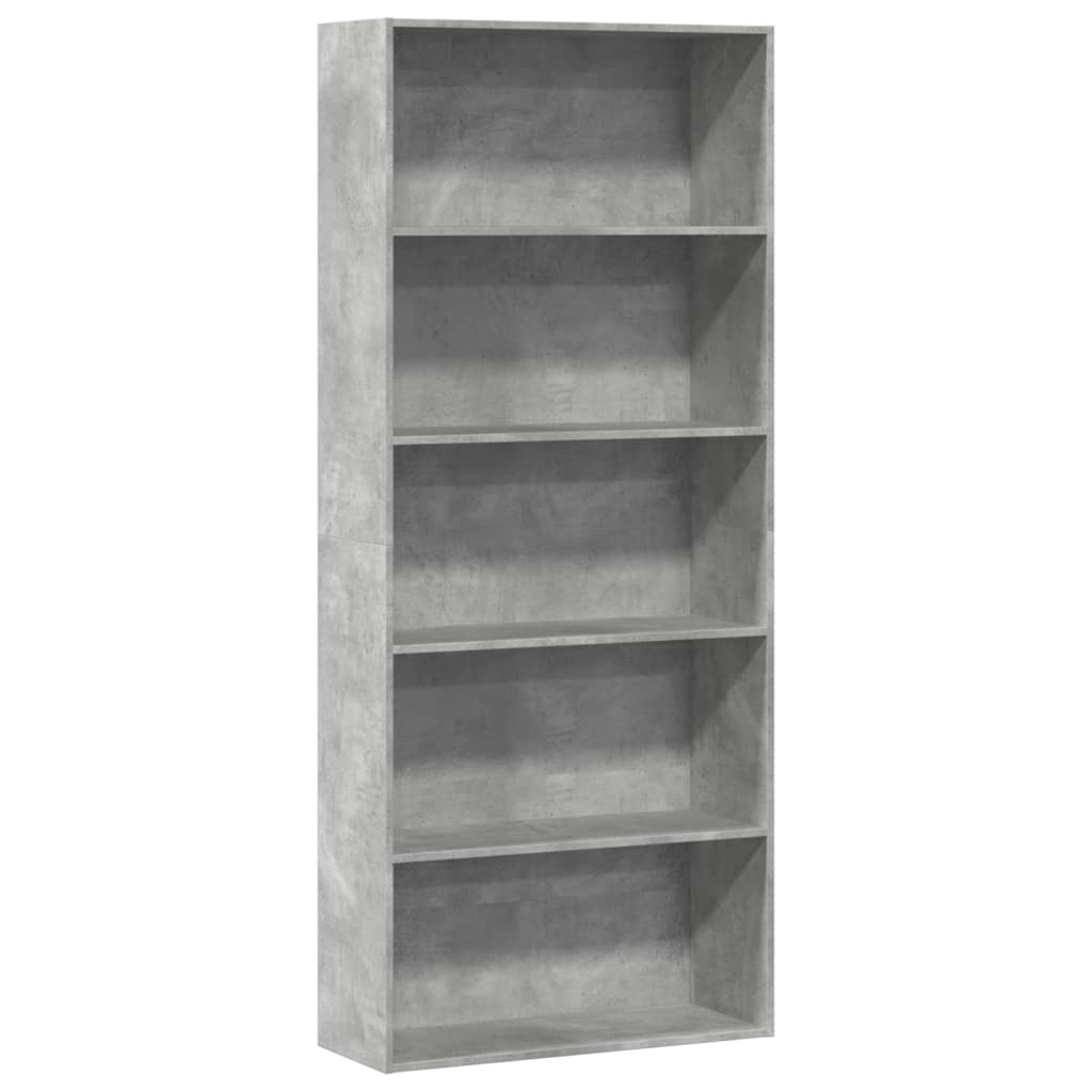 Libreria Grigio Cemento 80x30x189 cm in Legno Multistrato