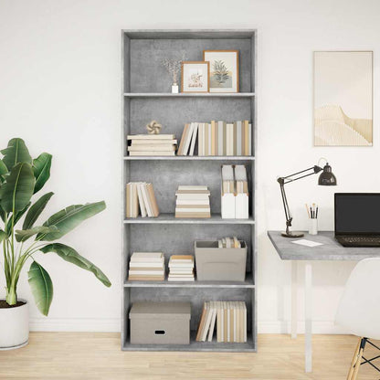 Libreria Grigio Cemento 80x30x189 cm in Legno Multistrato