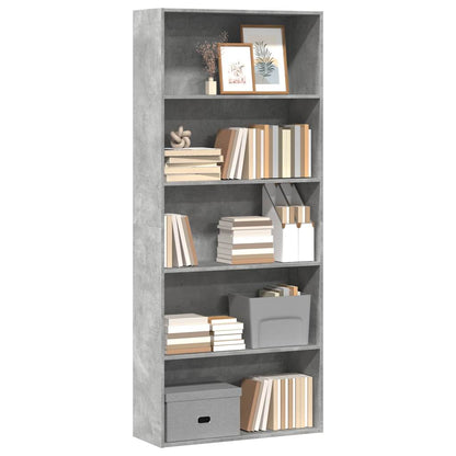 Libreria Grigio Cemento 80x30x189 cm in Legno Multistrato