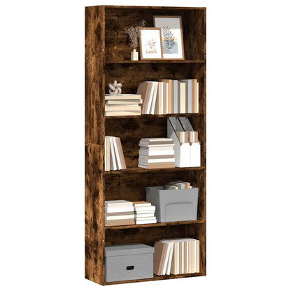 Libreria Rovere Fumo 80x30x189 cm in Legno Multistrato