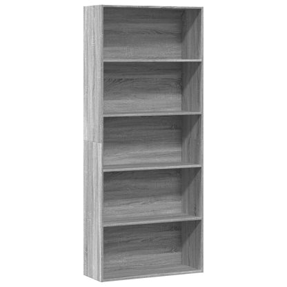 Libreria Grigio Sonoma 80x30x189 cm in Legno Multistrato