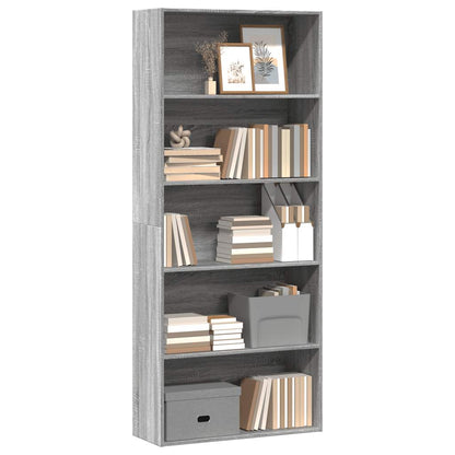 Libreria Grigio Sonoma 80x30x189 cm in Legno Multistrato