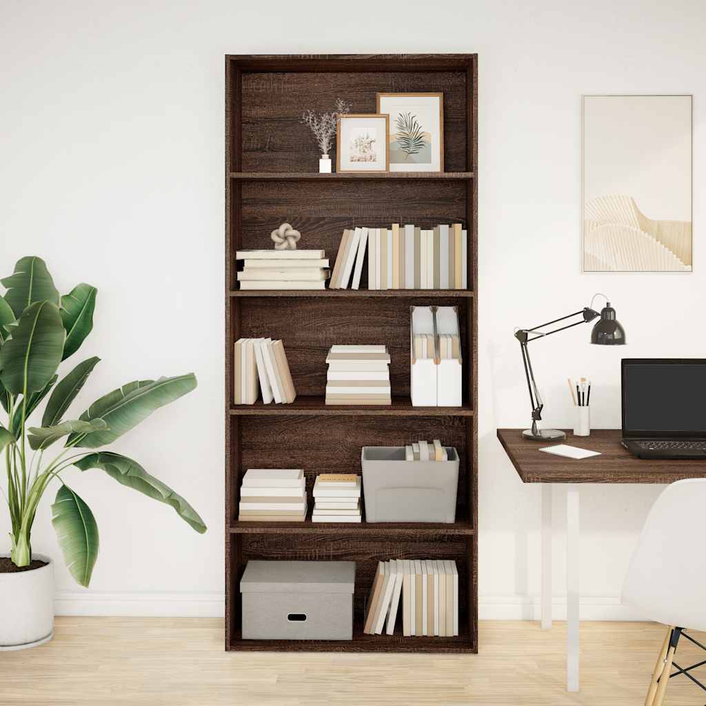 Libreria Rovere Marrone 80x30x189 cm in Legno Multistrato