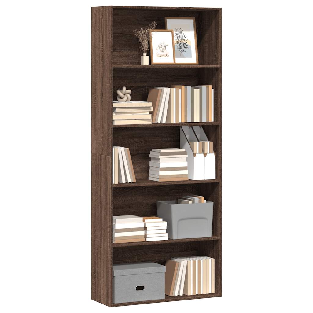 Libreria Rovere Marrone 80x30x189 cm in Legno Multistrato