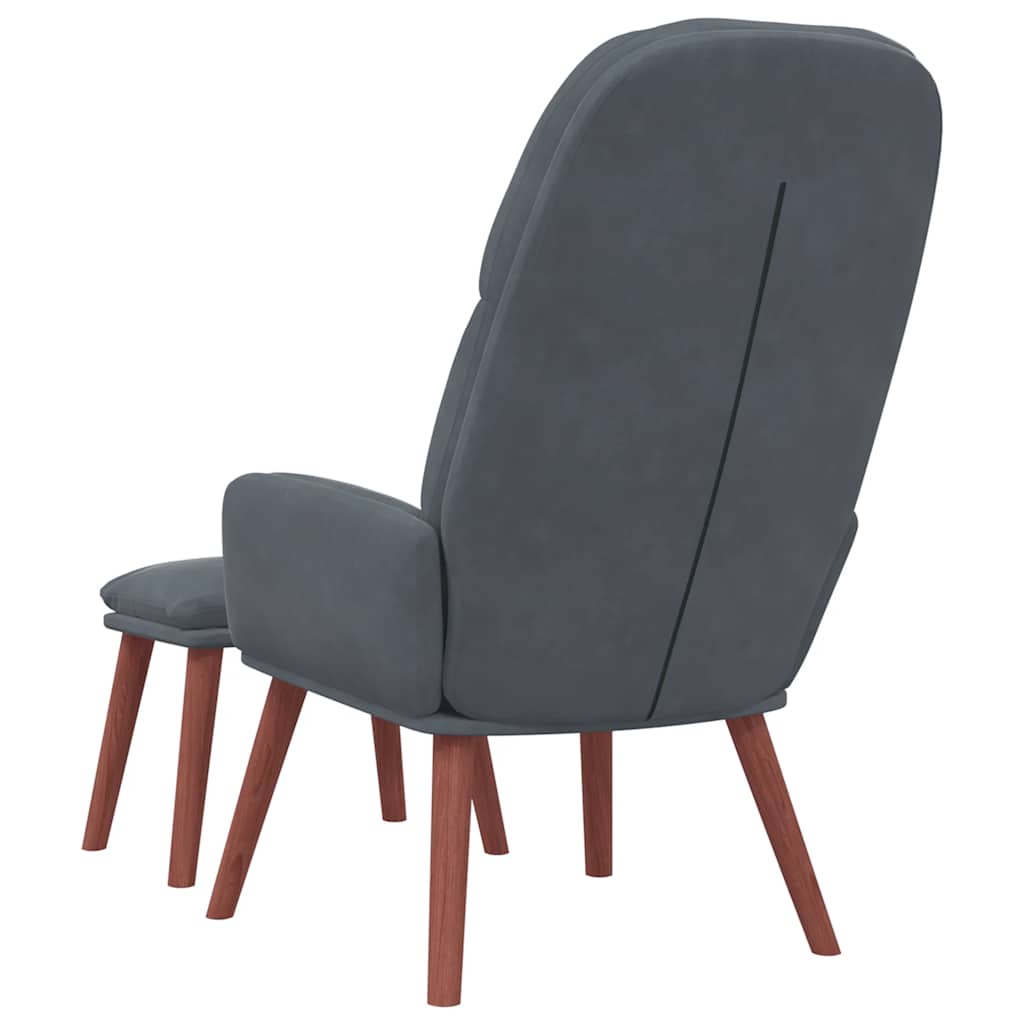 Poltrona Relax con Poggiapiedi Grigio Scuro in Velluto | homemem39