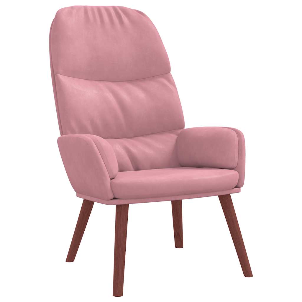 Poltrona Relax con Poggiapiedi Rosa in Velluto | homemem39