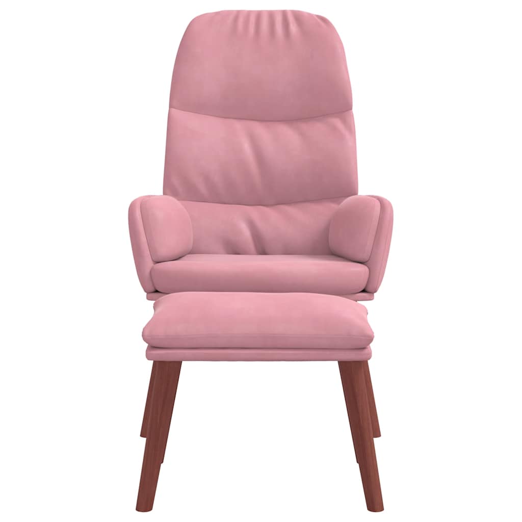Poltrona Relax con Poggiapiedi Rosa in Velluto | homemem39