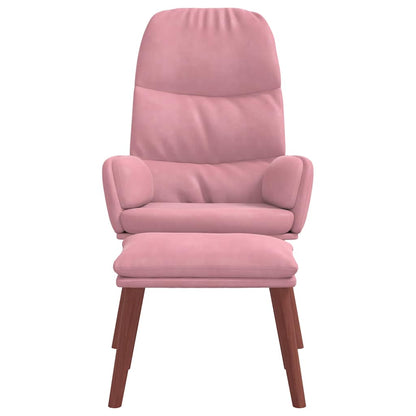Poltrona Relax con Poggiapiedi Rosa in Velluto | homemem39