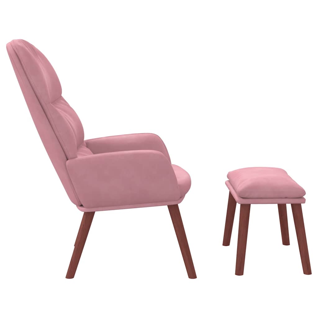 Poltrona Relax con Poggiapiedi Rosa in Velluto | homemem39
