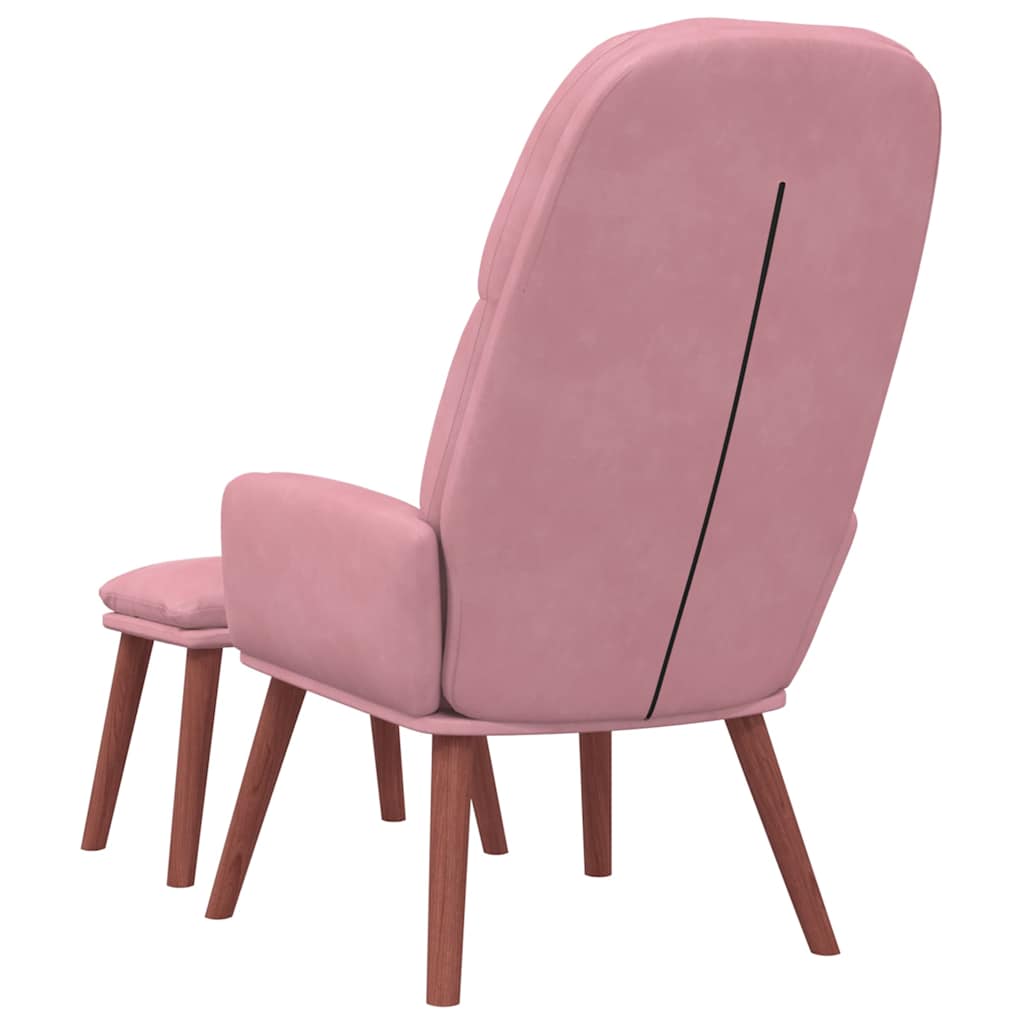 Poltrona Relax con Poggiapiedi Rosa in Velluto | homemem39