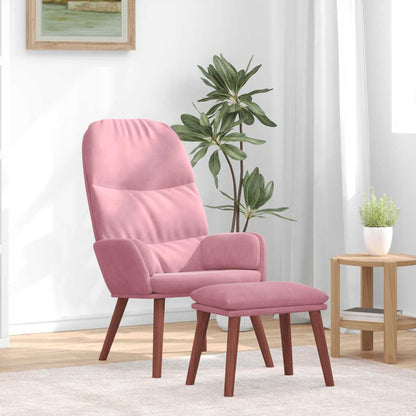 Poltrona Relax con Poggiapiedi Rosa in Velluto | homemem39