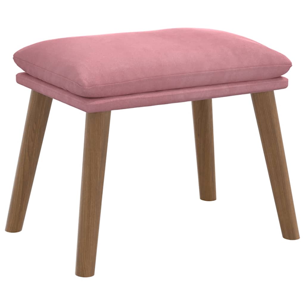 Poltrona a Dondolo con Poggiapiedi Rosa in Velluto | homemem39