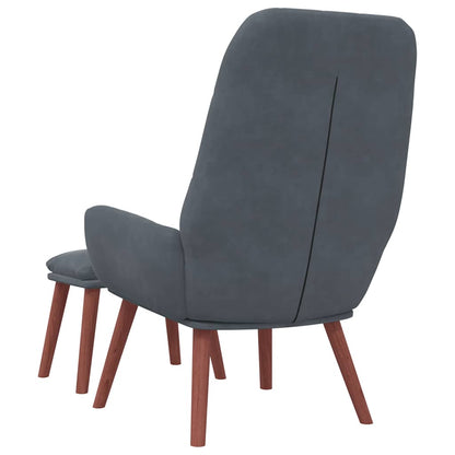 Poltrona Relax con Poggiapiedi Grigio Scuro in Velluto | homemem39