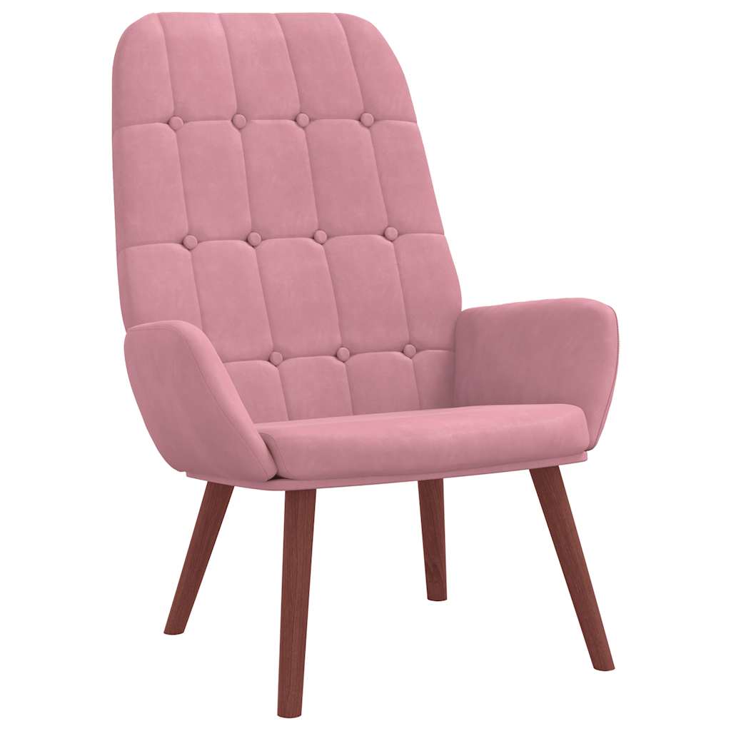 Poltrona Relax con Poggiapiedi Rosa in Velluto | homemem39