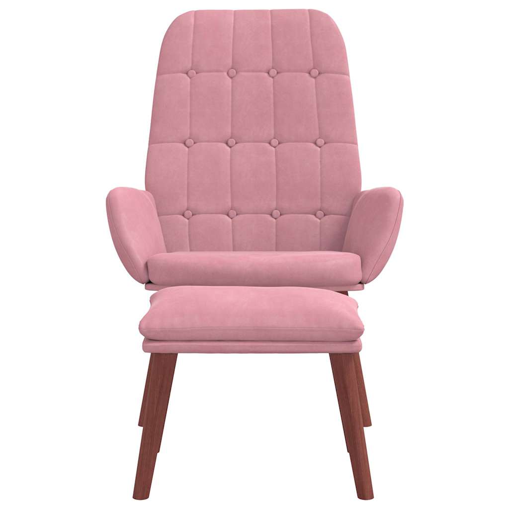 Poltrona Relax con Poggiapiedi Rosa in Velluto | homemem39