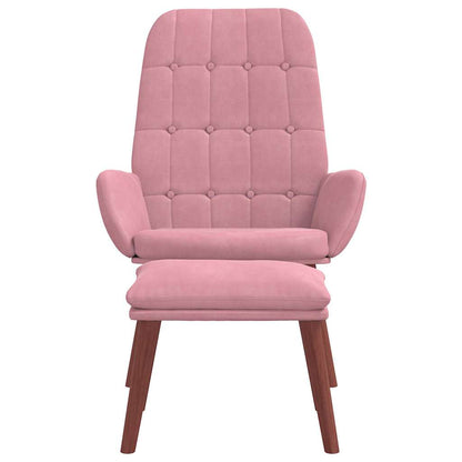 Poltrona Relax con Poggiapiedi Rosa in Velluto | homemem39