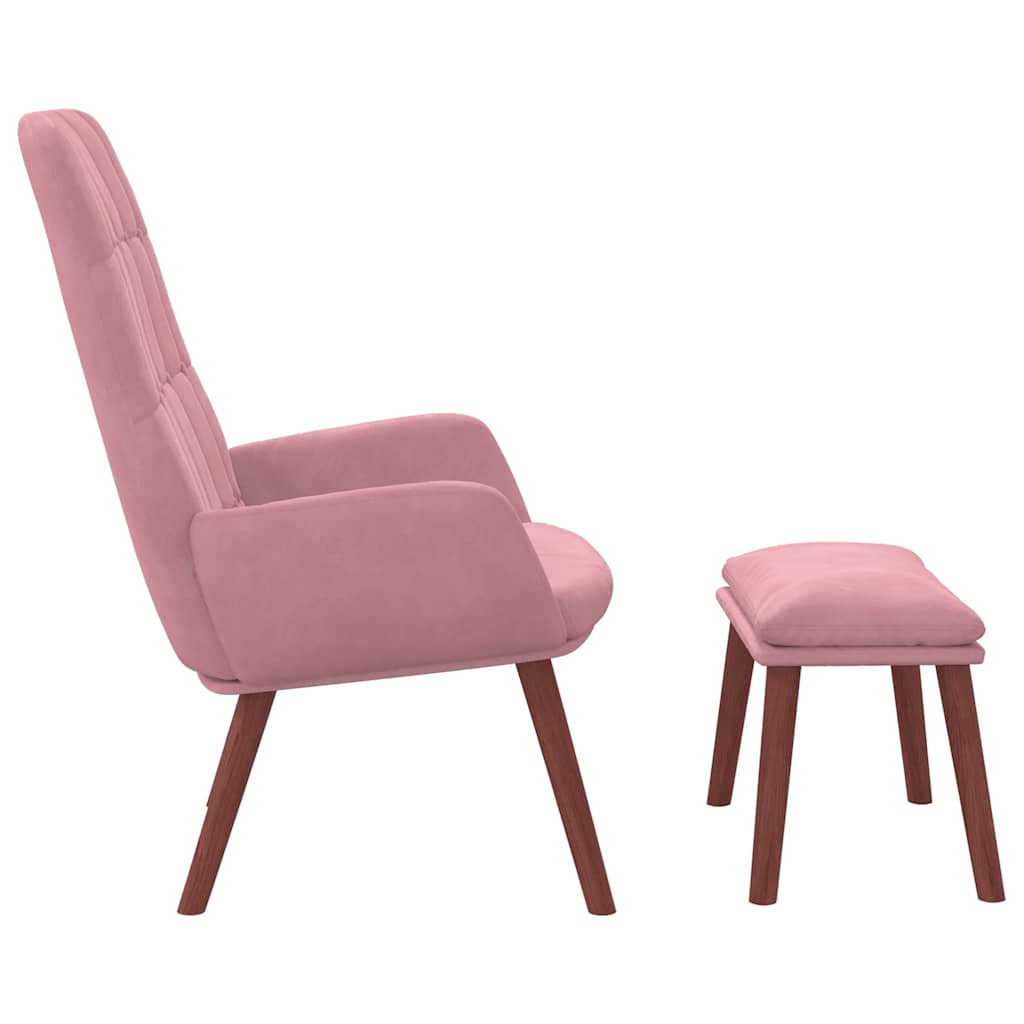 Poltrona Relax con Poggiapiedi Rosa in Velluto | homemem39