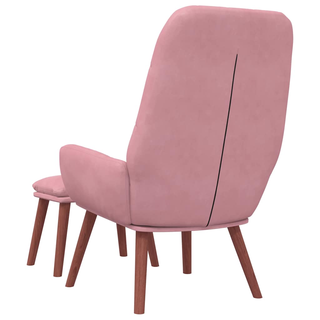 Poltrona Relax con Poggiapiedi Rosa in Velluto | homemem39