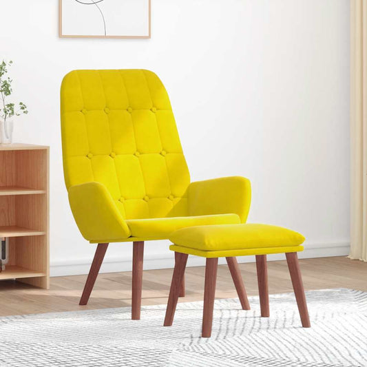 Poltrona Relax con Poggiapiedi Giallo in Velluto | homemem39