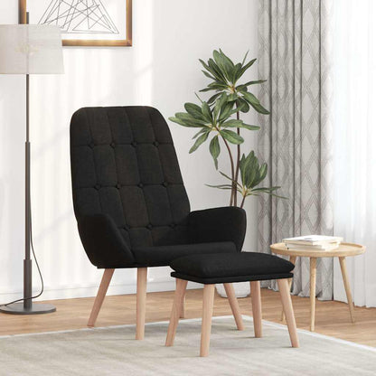 Poltrona Relax con Poggiapiedi Nera in Tessuto | homemem39