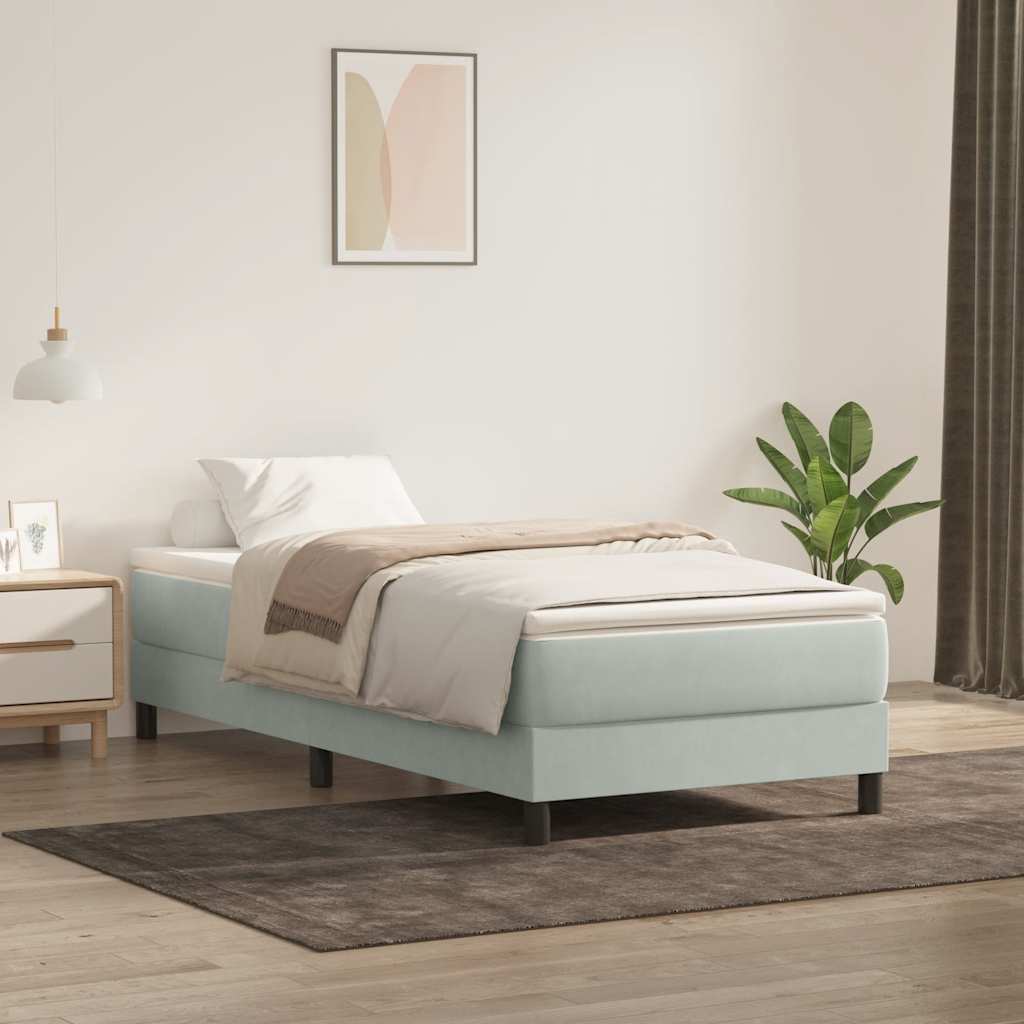 Giroletto Molle senza Materasso Grigio Chiaro 80x210 cm Velluto