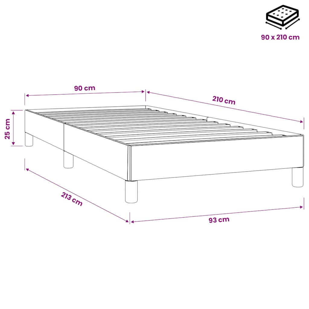 Giroletto a Molle senza Materasso Blu Scuro 90x210 cm Velluto