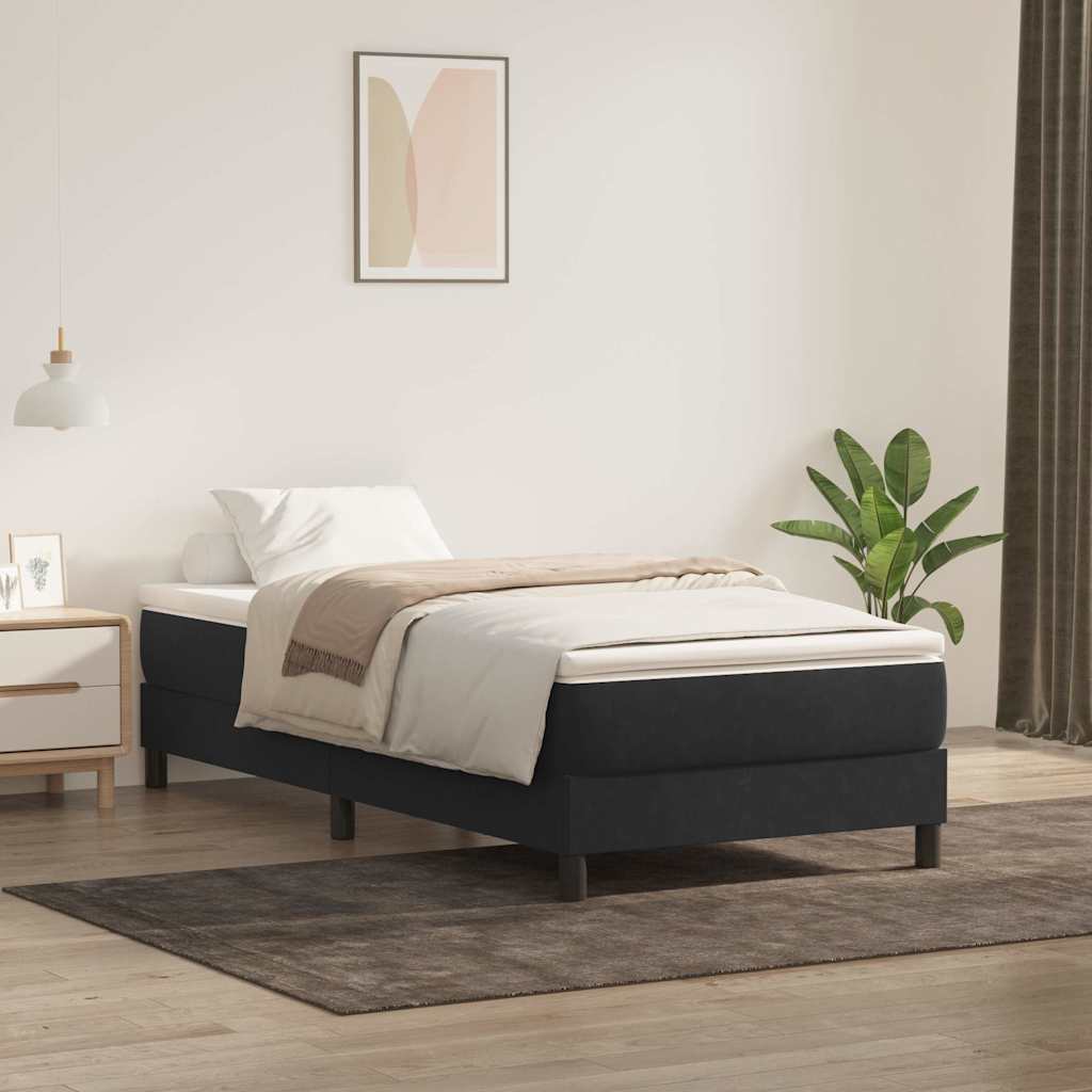 Giroletto a Molle senza Materasso Nero 100x210 cm in Velluto