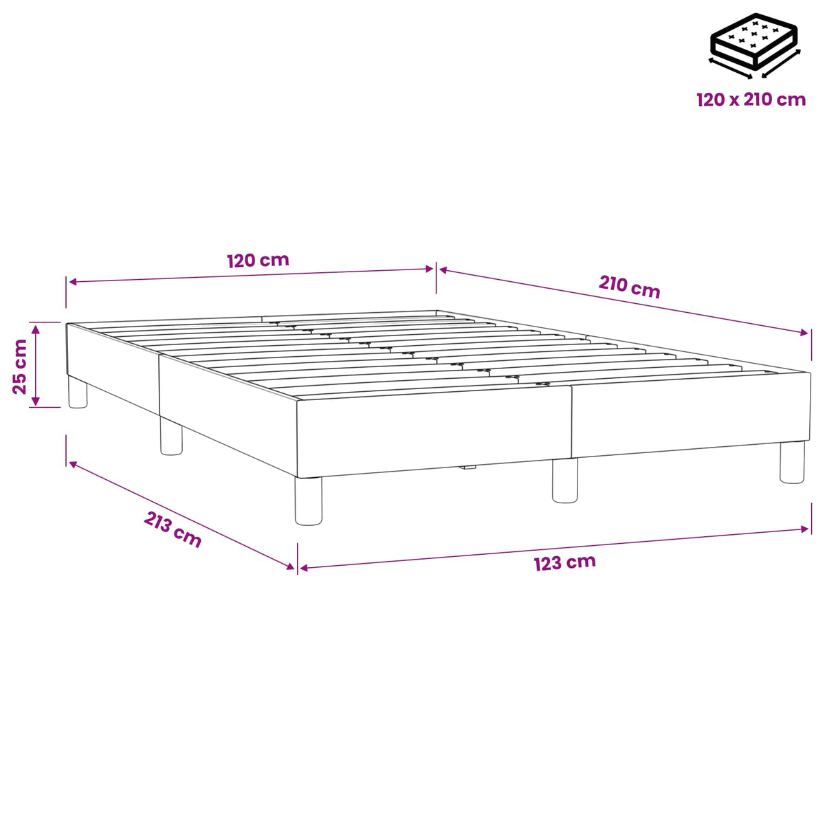 Giroletto Molle senza Materasso Grigio Scuro 120x210 cm Velluto