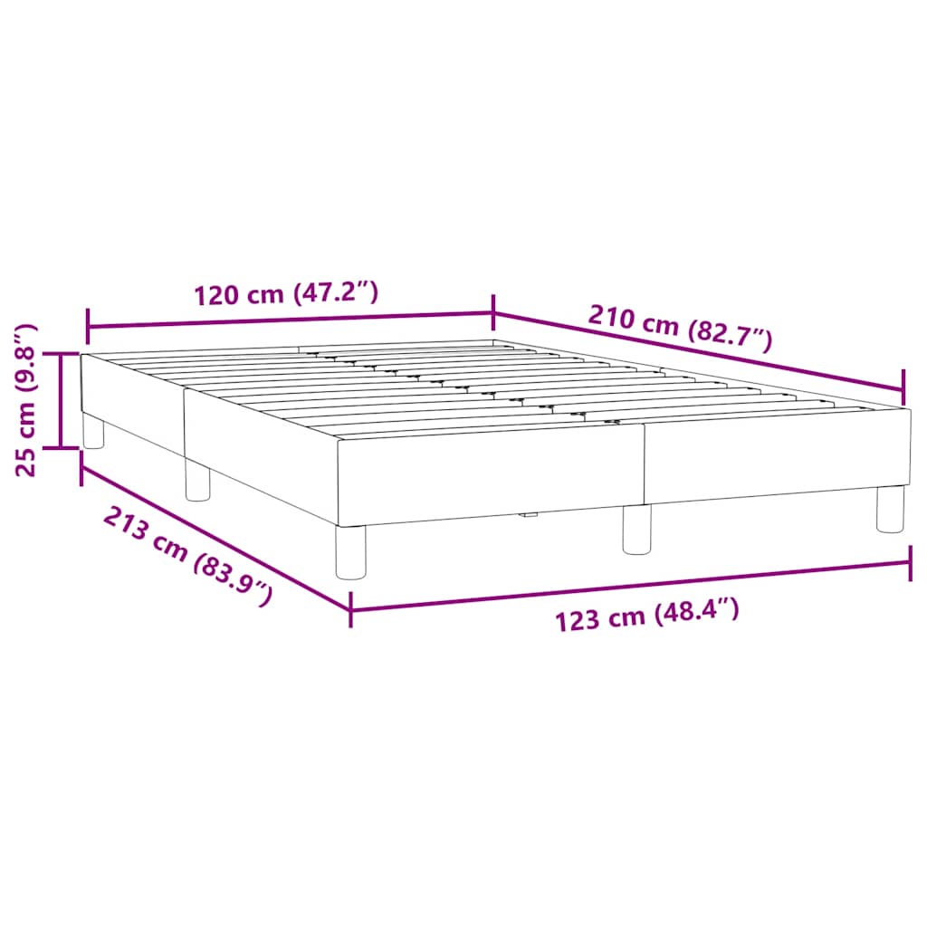 Giroletto a Molle senza Materasso Nero 120x210 cm in Velluto | homemem39