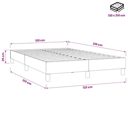 Giroletto a Molle senza Materasso Rosa 120x210 cm in Velluto