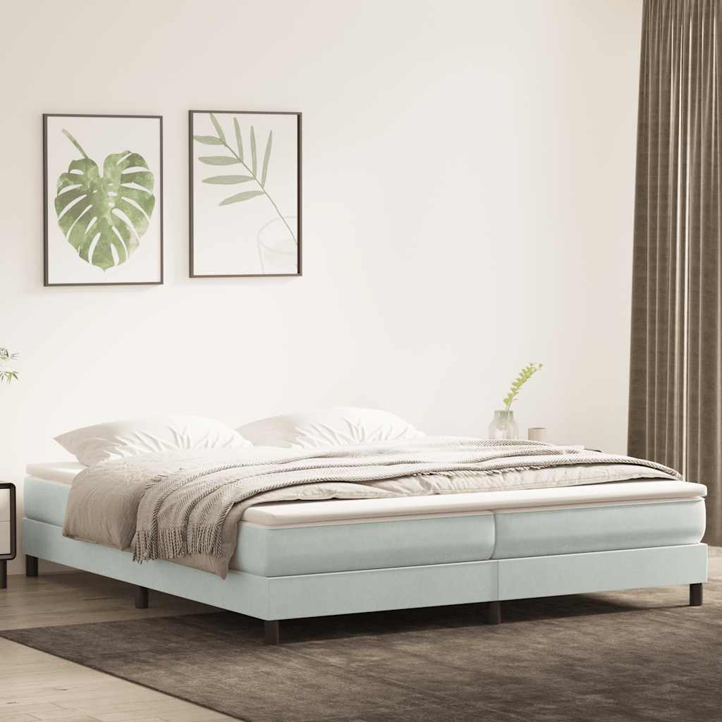 Letto a Molle senza Materasso Grigio Chiaro 200x210 cm Velluto | homemem39