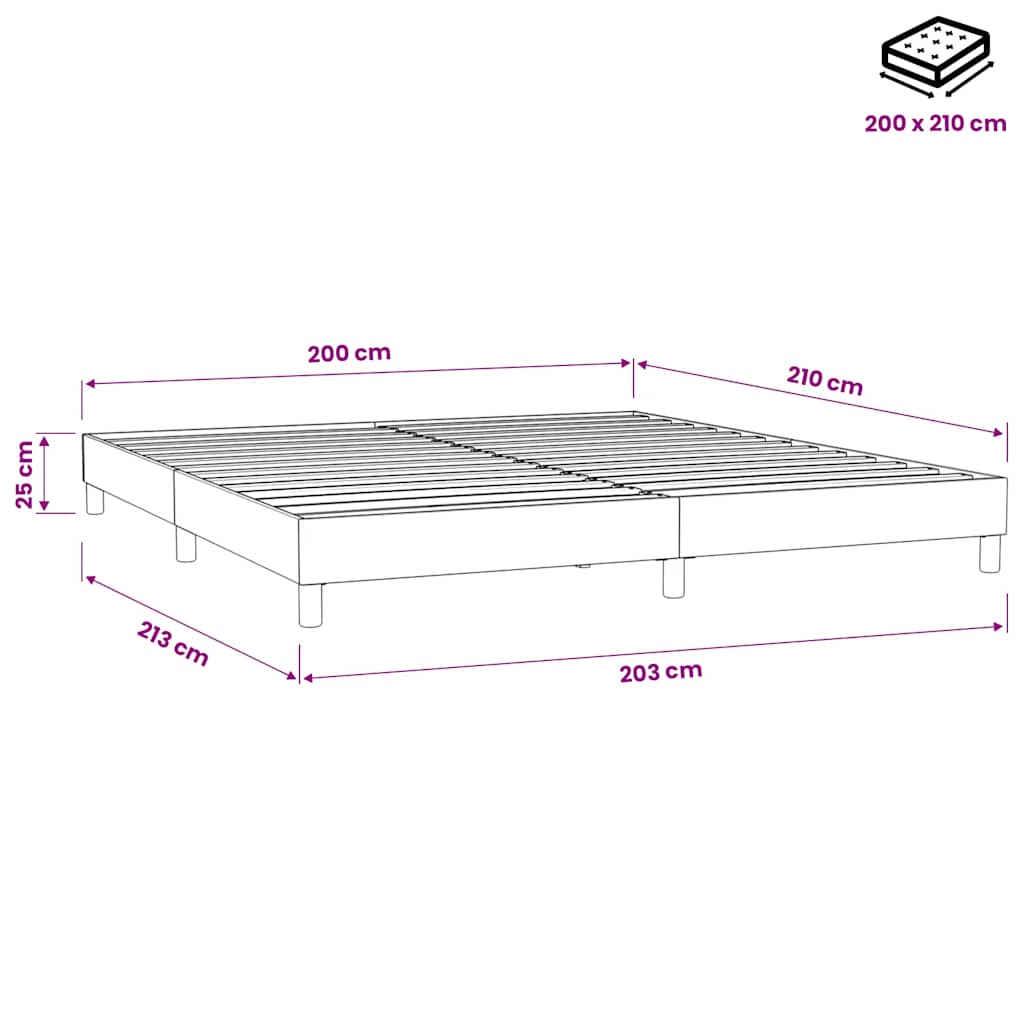 Letto a Molle senza Materasso Blu Scuro 200x210 cm in Velluto