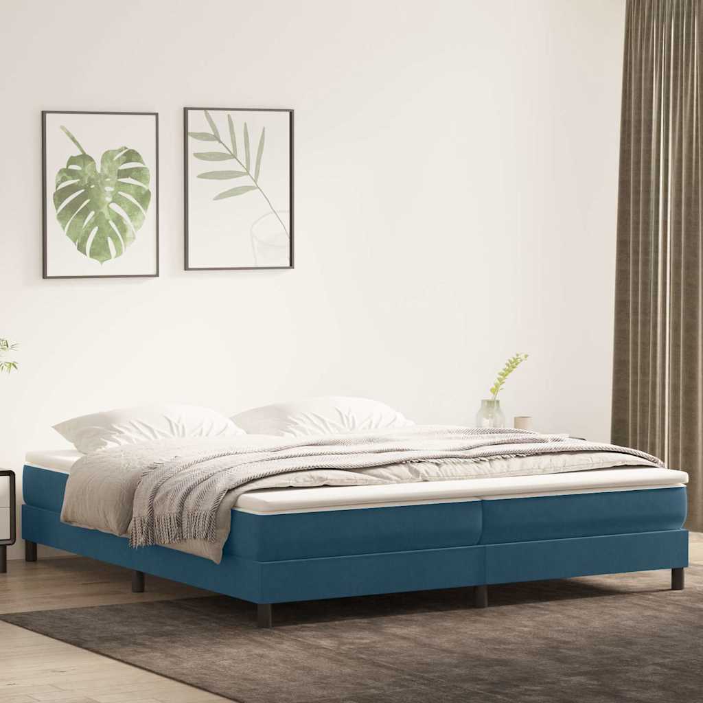 Letto a Molle senza Materasso Blu Scuro 200x210 cm in Velluto